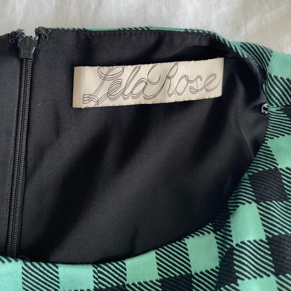 Lela Rose Sleeveless Mint Green Plaid Dress Made in USA - Picture 3 of 3